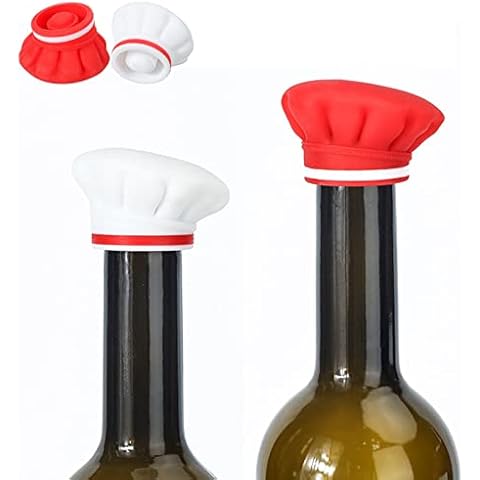Silicone Wine Bottle Stopper, Reusable Wine Corks with Cute Chef's Hat Design for Wine and Beverage Bottles Sealers,Funny Wine Preserver Gift for Wine Lovers Cover