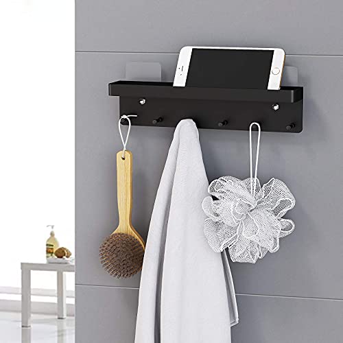 Mko Key Holder For Wall Decorative - Mail Organizer And Key Rack With Tray For Hallway Kitchen Farmhouse Decor,Stainless Steel Key Hooks Mail Holder Wall Mounted - 6 Hooks (Black) #TOP4