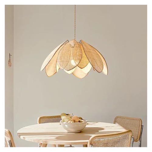 Lustre en rotin à pétales E27 D65cm suspension LED blanc chaud
