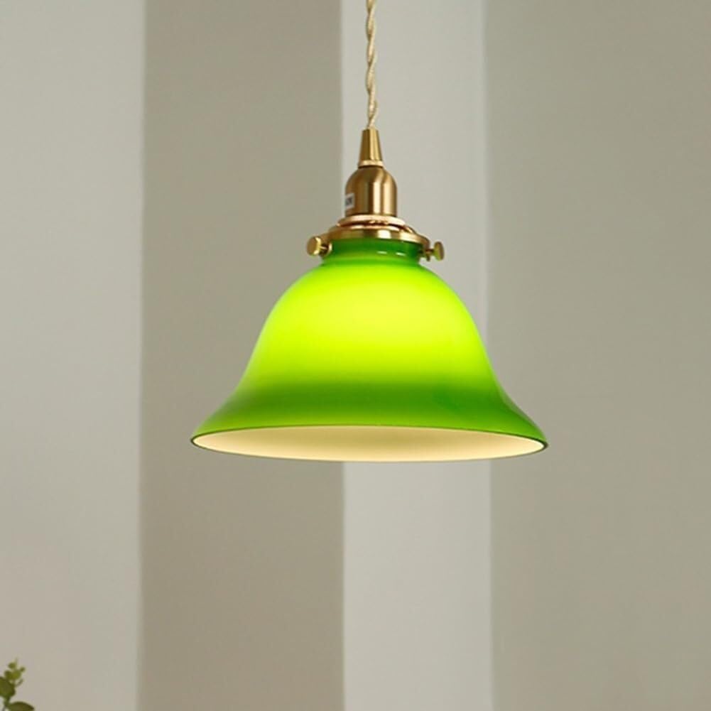 Lustre industriel rétro laiton anti-éblouissement suspension réglable abat-jour verre vert