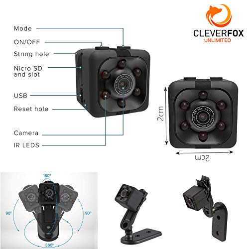 CleverFox Unlimited Mini Camera with 1080P Video, Micro Camera, Portable Small HD Nanny Cam, Mini Cams with Night Vision & Motion Detection, Indoor, Outdoor, Tiny Security Camera, Home, Office