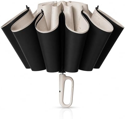 Zemic UV Reversible Umbrella with Novelty Carabiner Handle, Travel-Friendly Umbrellas for Sun & Rain Protection, Windproof Compact, Automatic Open/Close, 8 Dual Ribs, Portable Umbrella for Men and Women