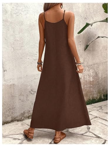 Image of GORGLITTER Women's Sleeveless V Neck Oversized Maxi Long Dress Boho Bump Friendly Graphic Casual Beach Flowy Sun Dress