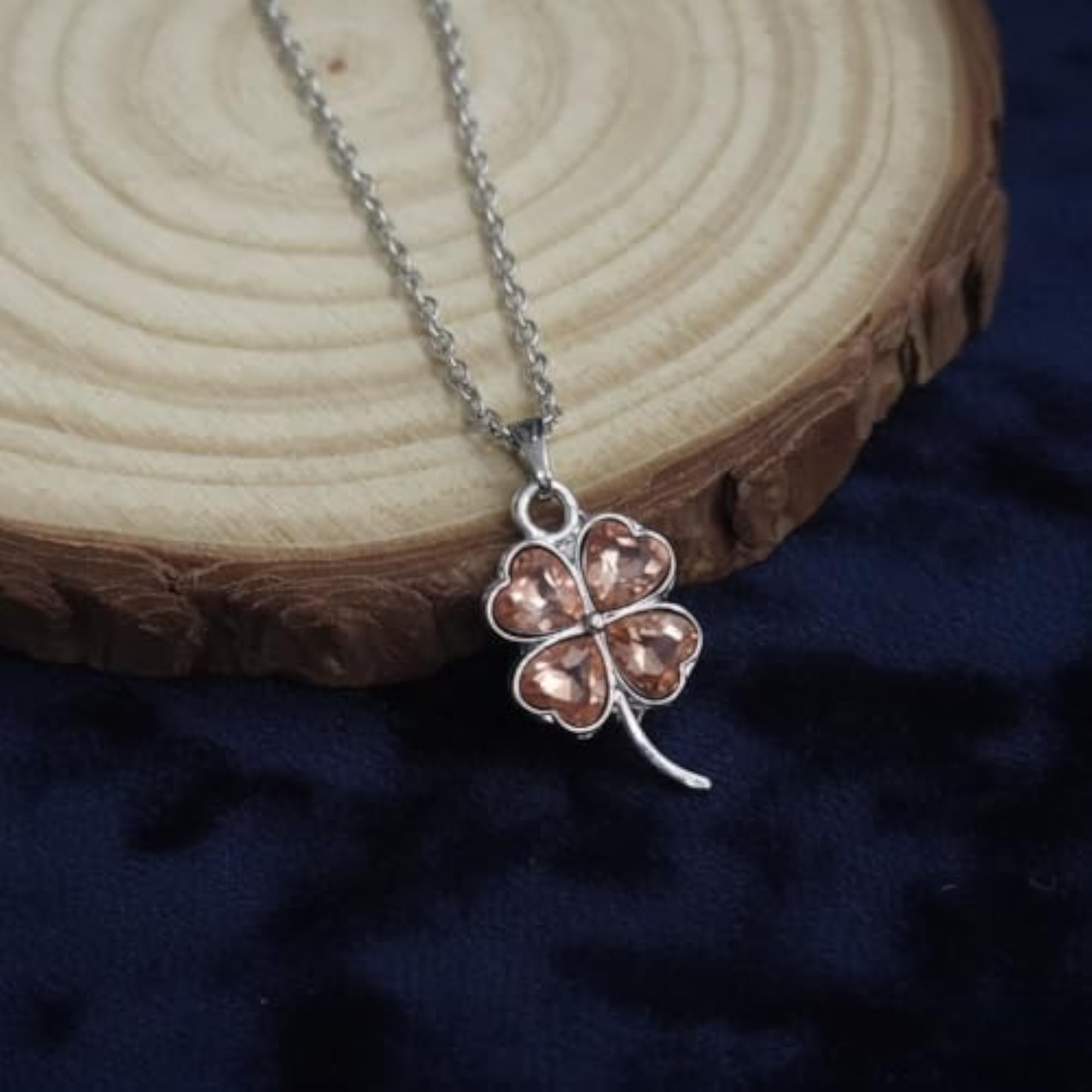 Koeane Crystal Four Leaf Clover Pendant Necklace
