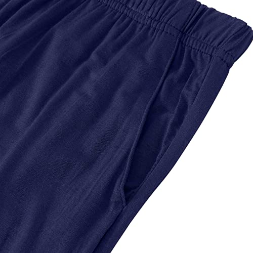 Jinshi Women Modal Pajama Pants Sleepwear Soft Pajama Bottoms Lounge Pants With Pockets(M,Navy Blue/Dark Grey) #TOP5