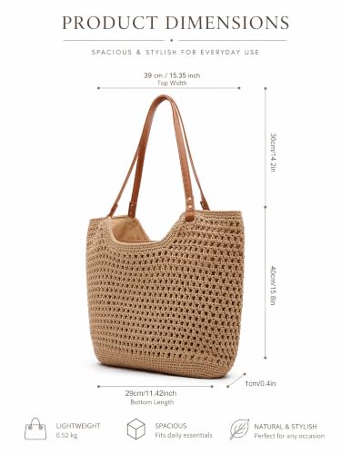 Image of TeeYee Boho Crochet Summer Handbag Handmade Cotton Rope Knit Shoulder Bags for Women Bohemia Tote for Travel