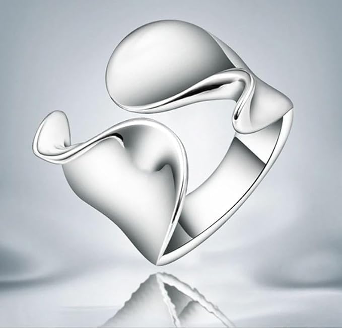 QueenBee Adjustable Geometric Statement Ring for Women – Silver or Gold Plated Asymmetric Open Band, Minimalist Bold Cocktail Design, Gift for Christmas, Valentine’s Day & Birthday - Image 9