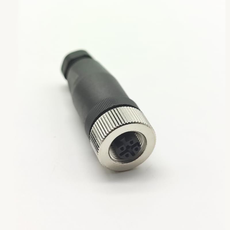 10Pcs M12 4 Pin Female Connector, Field Assembly Wireable Adapter 12mm IP67 Waterproof Straight Sensor D Code Unshiled Industrial Circular Connector for Electric Bicycles PG7 Cable 250V 4A(10PCS)