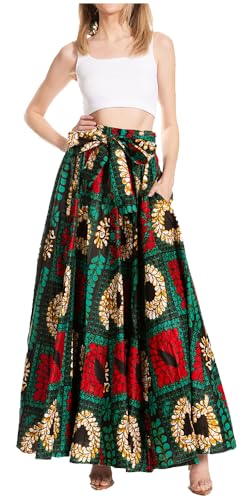 Jupe longue en wax traditionnel Sakkas Asma aux finitions soignées