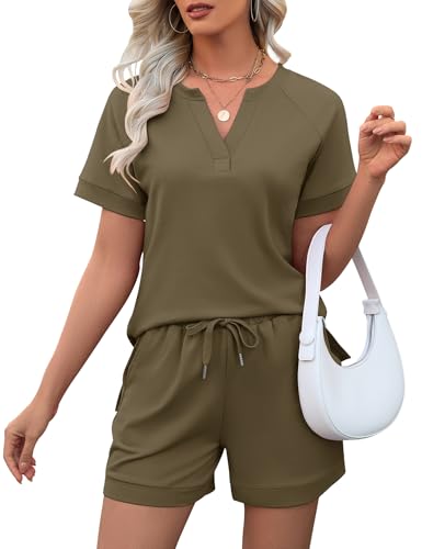 Image of LOMON Womens Two Piece Sets Summer Lounge Sets Sweatsuit Shorts Set Casual Matching Sets