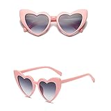 Women Retro Fashion Heart-shaped Shades Sunglasses Integrated Glasses Cool Glasses Case for Women (C, One Size)