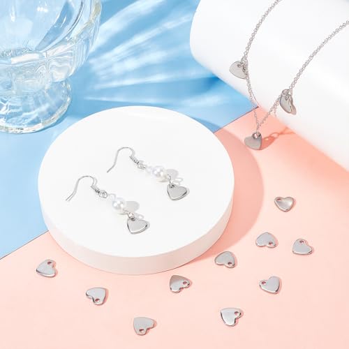 UNICRAFTALE about 100Pcs 304 Stainless Steel Stamping Blank Tag Charms Heart Pendants Metal Tiny Love Pendants 10mm Long for DIY Bracelet Necklace Jewelry Findings Making - Image 2