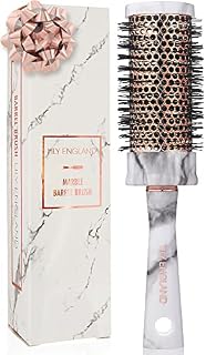 Round Brush for Blow Drying - Barrel Radial Hairbrush for Women in Marble & Rose Gold by Lily England