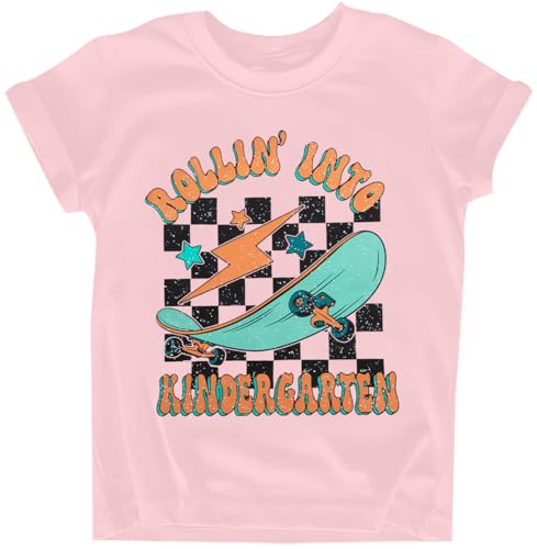 Image of Rollin Into Kindergarten Shirt Boys Girls First Day of Kindergarten T Shirts Little Kids Tee Top