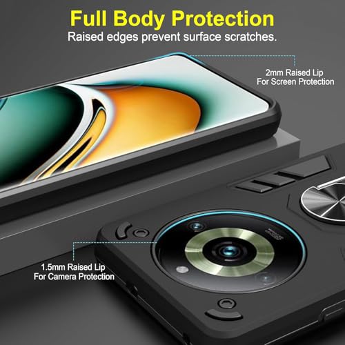 Image of NDCOM for Realme 11 Pro Back Cover | Realme Narzo 60 Pro 5G Back Cover | Realme 11 Pro Plus Back Case | with Ring Holder Kickstand