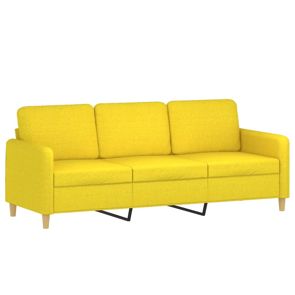 3-częściowy komplet sof, jasnożółty materiał, metalowy stelaż, z 6 poduszkami, wytrzymały zestaw do salonu, 1 fotel, 2-osobowa, 3-osobowa, wygodna kanapa do Twojego domu