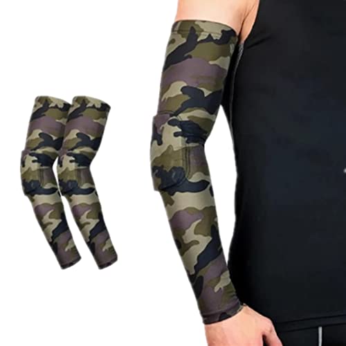 Wonzone 2PCS Padded Elbow Forearm Sleeves Arm Compression Protective Support for Adult Sports Football Basketball Shooting (Green,Medium)