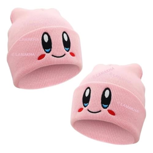 LAMAKHA 2 Packs Kid-by Beanie Adult Size Anime Hat Accessory Kawaii Medium-Large (Acrylic Pink)