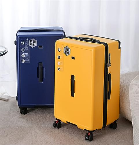 Business Travel Luggage 26inch Luggage Thickened Zipper Carry On Luggage Wide Trolley Wear-Resistant Suitcase(Yellow 26inch)2
