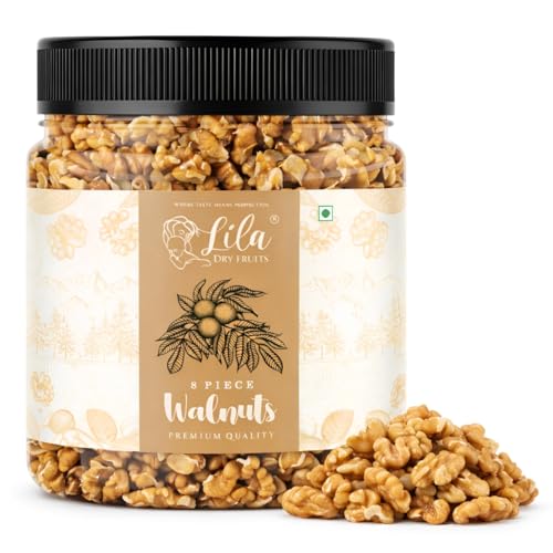 Image of LILA DRY FRUITS Walnut Kernals 400 g | 100% Natural Raw Walnuts Grade-8pcs | Akrot Giri Dry Fruit Rich in Iron and Protein | Ideal for Breakfast | Low in Calorie Nuts | Perfect for Gifting