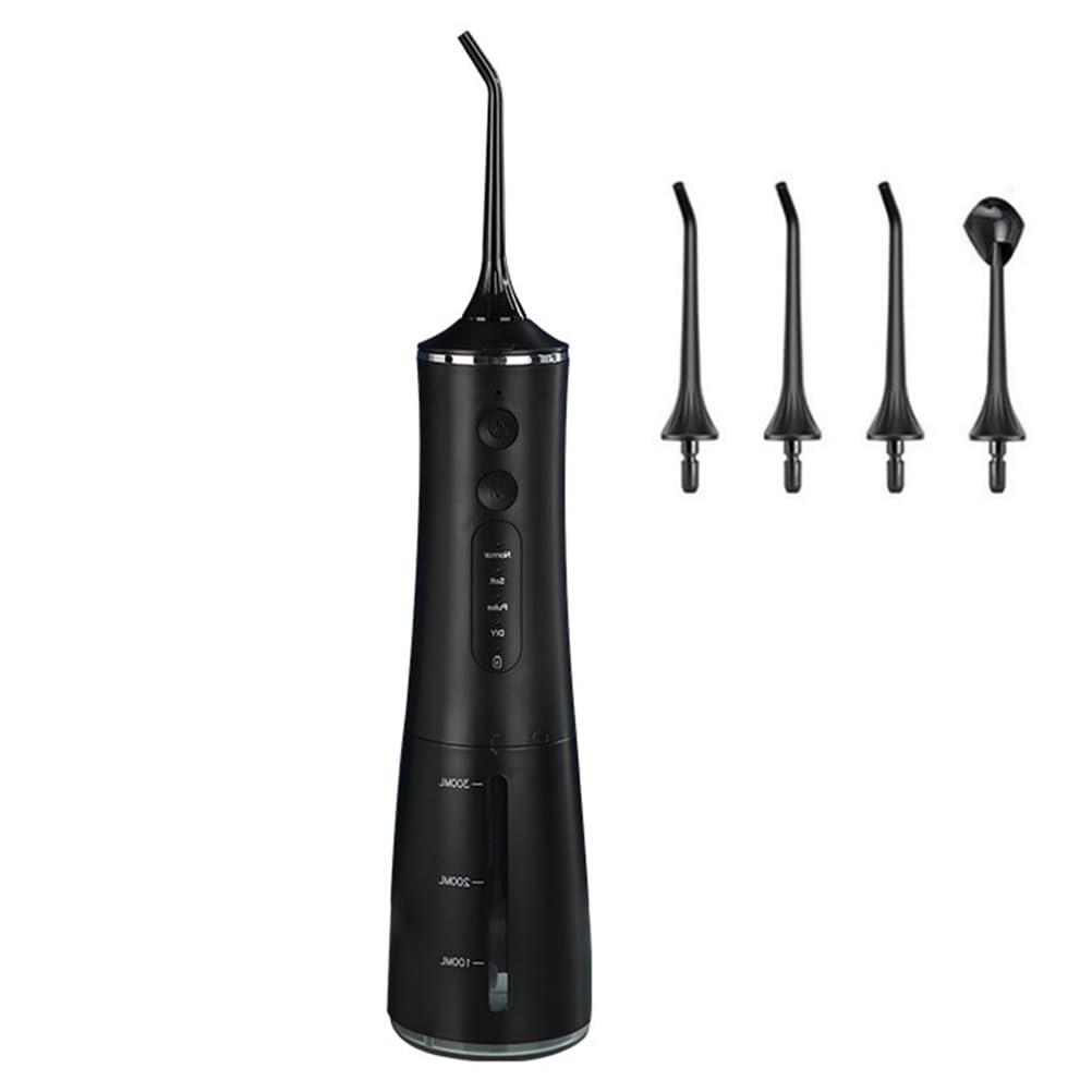 Negro,Irrigador Bucal Portátil Recargable De 300 Ml, 4 Modos, IPX7, Resistente Al Agua, para Viajes, Limpieza Dental, Irrigador Bucal Eléctrico