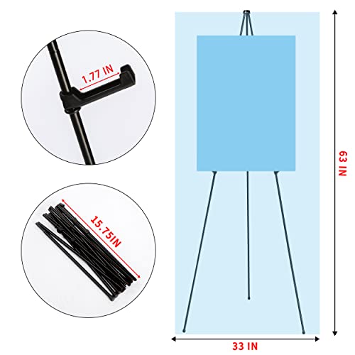 2 Pack Easel Stand For Display Wedding Sign & Poster - 63 Inches Tall Easels For Display - With Bag Collapsable Portable Poster Easle - Large Floor Adjustable Metal Easel Tripod Black #TOP5
