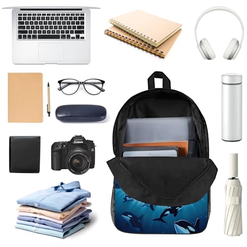 Whale Kids Backpack Killer Whale Orcas in Galaxy School Bookbags Daypack Bag, Water Resistant Children Backpack for Elementary Junior High Girls Boys, 17 Inches, Beautiful Space Moonlight4