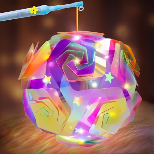 Farolillo infantil portátil para niños, farol St Martin, farolillos multicolor, juego de manualidades para festivales, cumpleaños, fiestas, bodas (Pinwheel-Rainbow colores)