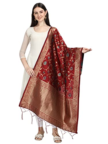 Image of DEVANGI Women's Floral Silk Blend Dupatta