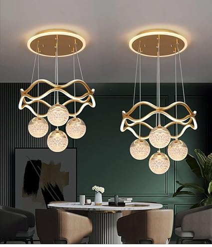 Image of Luxury Modern K9 Crystal Chandelier Lighting Fixture | Italian Style 4-Light Crystal Chandelier Ceiling Light for Living Room, (Gold)