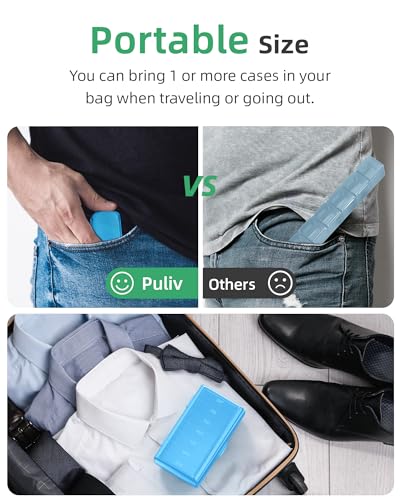 Image of PULIV Weekly Pill Organizer with Large Capacity, Dual Protection Pill Box 7 Day, Arthritis Friendly Pill Case Easy to Open, Medicine Organizer for Vitamins, Medications, Fish Oils, Supplements (Blue)