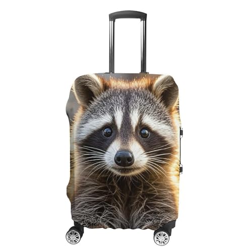 Anti-Scratch Luggage Cover Cute Raccoon Printed Luggage Case Protector Washable Suitcase Covers Elastic Suitcase Protector for Size XL (30-32 inches) Luggage
