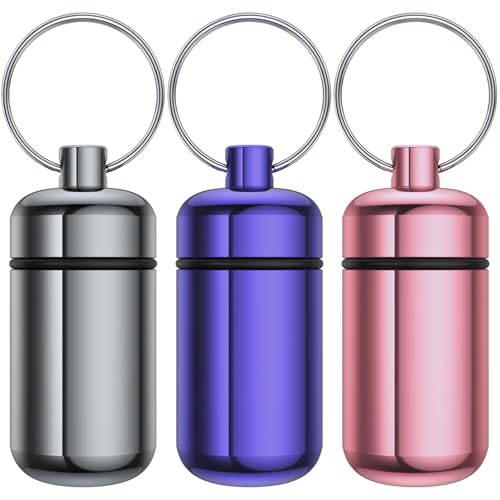 Urekt 3 Pack Small Pill Box, Airtight Aluminum Alloy Pill Organizer Travel Pill Case for Purse...