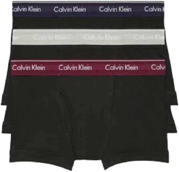 Calvin Klein Men's Underwear 100% Cotton 3 Trunks Black (X-Large)