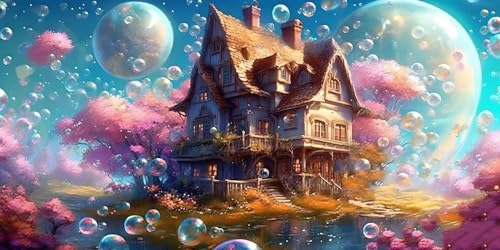 Peinture Diamant Château pour Grand Décor de Salon Mural 200x100