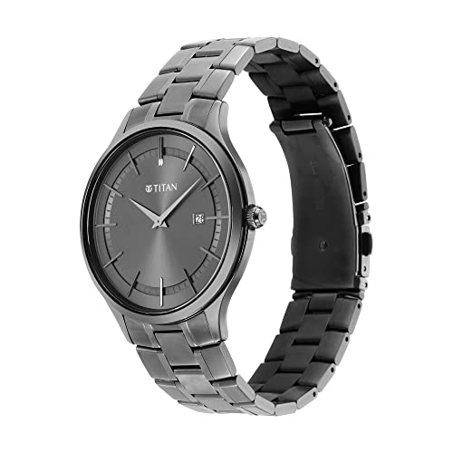 Titan Classique Slimline Anthracite Dial Analog with Date Stainless Steel Strap Watch for Men-NS90142QM02 - Image 4
