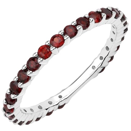 Grenat bague argent sterling 925 alliance tendance pierre de naissance janvier femme taille 6