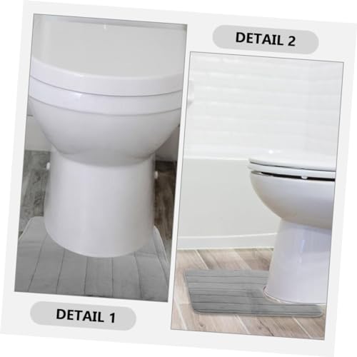 Alfombra de baño en forma de u PRETYZOOM de algodón absorbente set de 2 piezas 5