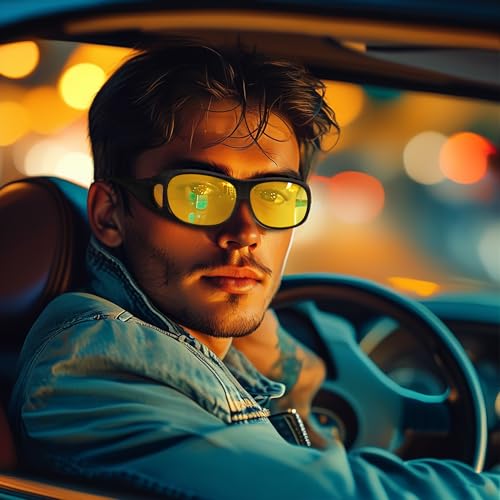 Polarized Night Vision Driving Glasses Fit Over Glasses for men Women,Anti-Glare Wrap Yellow Sunglasses Over Glasses3