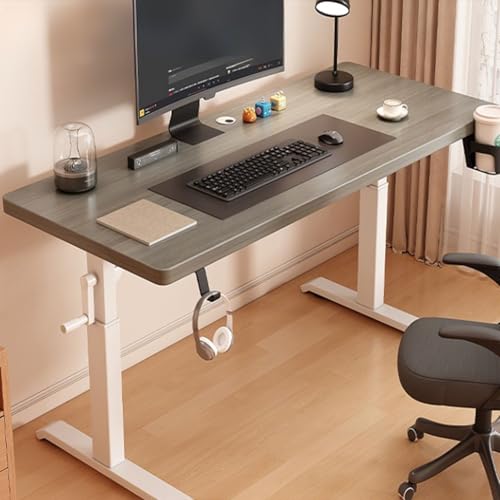 SXZenSpace Escritorio de pie, Escritorio de Altura Ajustable, Escritorio ergonómico para computadora para Oficina en casa, estación de Trabajo de pie de Acero Resistente con portavasos y ganc