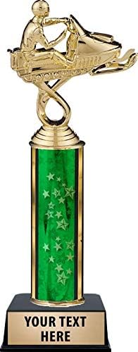 Crown Awards Snowmobile Trophies, Personalized Green Snowmobile Trophy, Your Own Engraving Included Prime