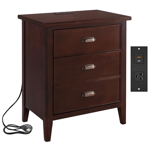 Image of Leick Home Laurent Nightstand Side Table, 24 inch, Chocolate Cherry