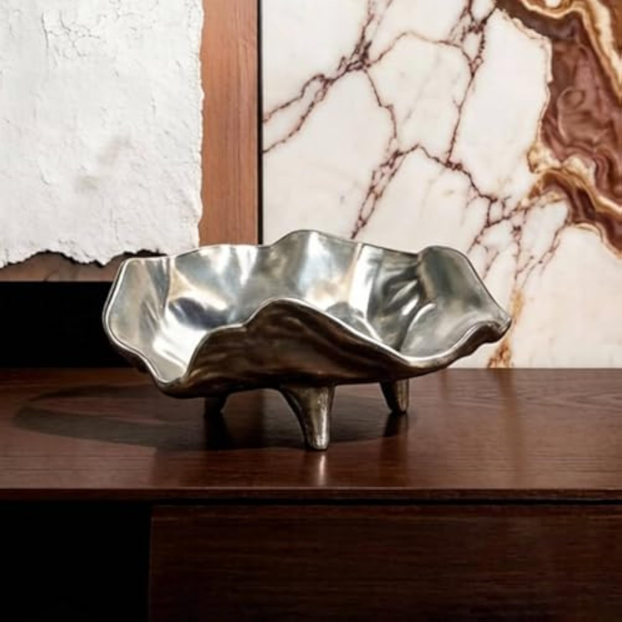 Retro Silver Tray, Italian Design Irregular Metal Tray