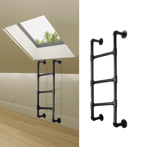 Escalera de pared metálica negra de diseño robusto con 3 escalones 2