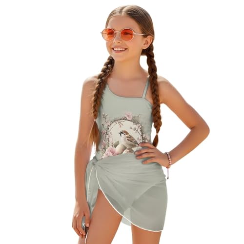 Maillot de bain une pièce filles et paréo assorti taille 7 à 18 ans