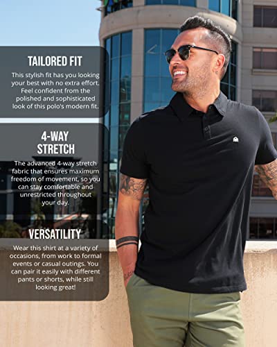 Into The Am Basic Polo Shirts For Men - Modern Fit Collared Shirt Men Fitted Short Sleeve Classic Golf Collar Shirts (Black, Large) #TOP3