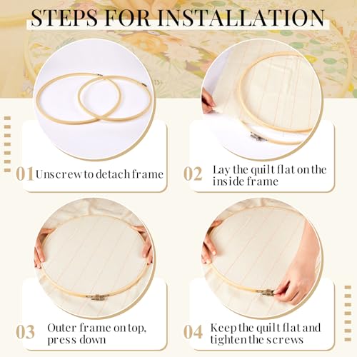 Croblissful KAO-CROBLISSFUL-0922 3 Pcs Large Wooden Quilting Hoop 12/14/16 Inch Round Large Embroidery Hoop No Slip Quilting Hoop Kit Quilting Hoops thumb #2