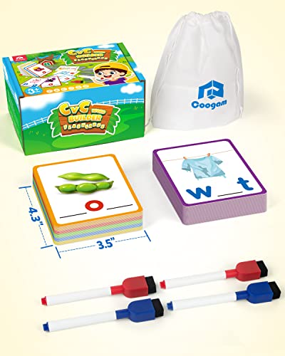 Coogam Short Vowel Spelling Flashcards, Learn To Write Cvc Sight Words Color Pattern Handwriting Cards Fine Motor Montessori Educational Toy Gift For Kids 3 4 5 Years Old #TOP6