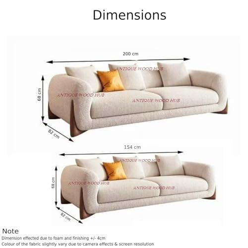 Image of Modern Sofa, Teddy Fabric, Chesterfield Style, Wooden Legs, for Living Room, Bedroom, Hallways (3+2 Seater)