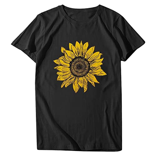 Sunflower Shirts Women Sunflower Printed Tee Shirts Inspirational Tees Shirt Vintage Casual Short Sleeve Tops4